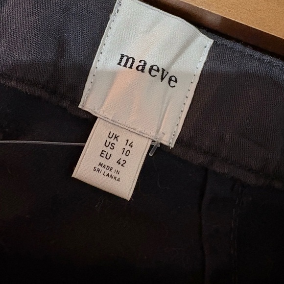 Anthropologie Maeve Navy Curved Ankle Cotton Barrel Chino Pants Pockets 10 - Picture 3 of 7